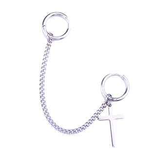 权志龙同款十字架耳钉耳坠单排两个双耳洞的连体耳链男女潮人耳环