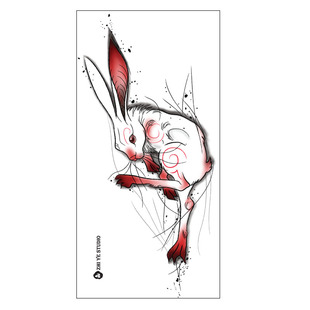 枝爷手绘倔强的兔子潮牌纹身贴男女锁骨大臂防水持久花臂买一送一