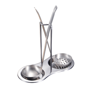 ironx家用火锅勺子汤勺漏勺套装商用火锅店专用304不锈钢长勺架子