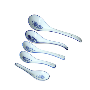 青花瓷勺子陶瓷汤勺家用小勺子大号拉面长柄创意酒店调羹长勺饭勺