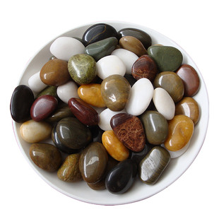 鹅卵石雨花石五彩石头原石精品高抛光装饰铺地鱼缸园艺盆景 5斤装