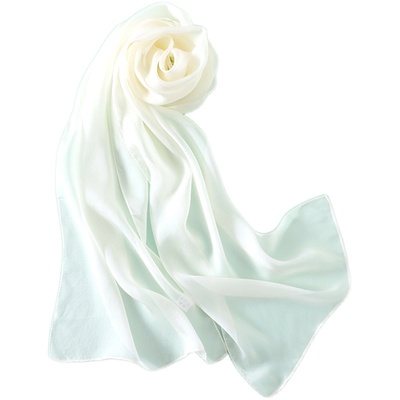 丝巾女士2025新款秋季冬季小长条白色真丝围巾纱巾护颈高级感薄款