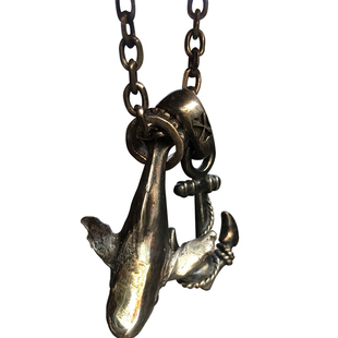 造物星球——国潮原创项链男船锚鎏真金鲸鱼项链情侣吊坠定制刻字