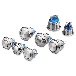 10 12 16 19 22 25mm自复位金属按钮防水圆形自锁开关 螺丝脚焊脚