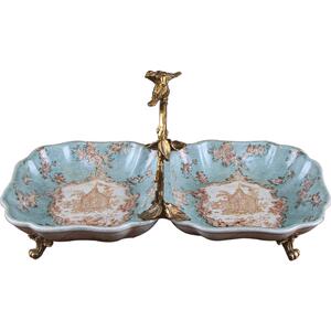 欧式水果盘陶瓷创意家居装饰品奢华美式乡村复古家用茶几果盘摆件