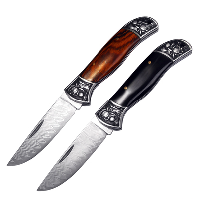 大马士革钢高硬度超锋利折叠小刀