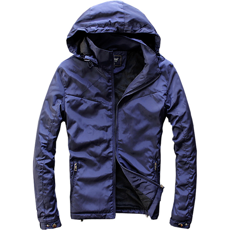 秋冬男士加绒棉夹克厚青年带帽运动保暖外套大码棉衣个性潮流黑色