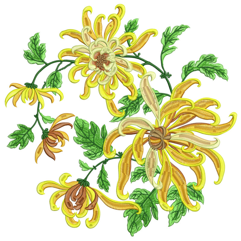 鸳鸯芙蓉旗袍汉服设计电脑刺绣花制版打版打带emb电子源文件 联科