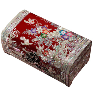 锦贝传说螺钿漆器首饰盒送闺蜜好友带锁中式实木质收纳盒结婚礼物