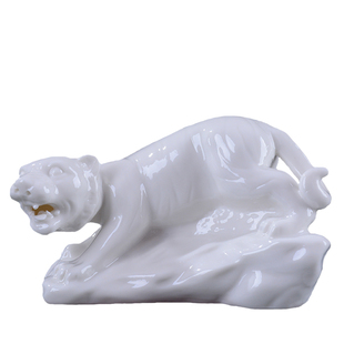 德化陶瓷生肖虎摆件 猛虎下山 镇宅工艺品 白虎吉祥送礼创意礼品