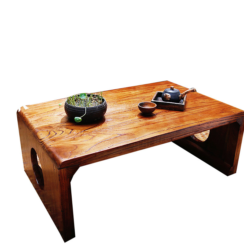 老榆木榻榻米茶几 炕桌炕几实木飘窗桌 矮桌窗台桌小桌子送2坐垫