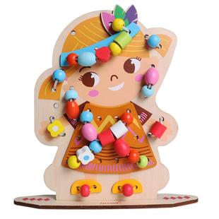 木玩世家iwood双面人物串珠绕珠玩具 男孩女孩绕珠板 法国设计