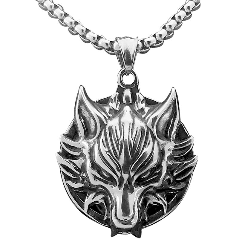 霸气街头男人狼头项链潮男款个性装饰挂件钛钢吊坠饰品毛衣链配饰