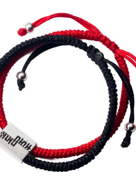 情侣手链红绳礼物手工编织纯银