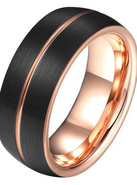 戒指男ins潮玫瑰金指环高级感