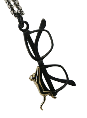 泰国纯银做旧眼镜项链吊坠