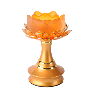 佛具合金仿琉璃灯座供佛莲花蜡烛台佛前长明灯酥油灯底座灯架包邮