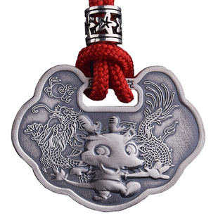 999纯足银可刻字宝宝出生牌百生日周岁纪念长命平安锁婴儿项链礼