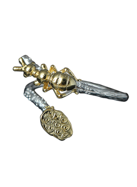 复古风昆虫趣味银饰品开口戒指