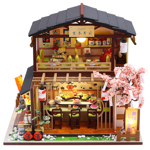 新品diy小屋寿司店建筑模型日式