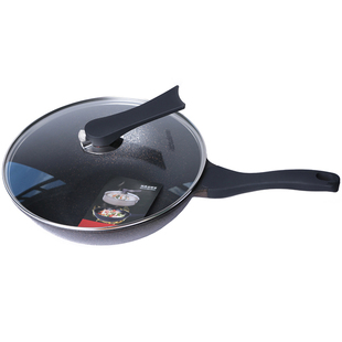 麦饭石炒锅不粘锅无油烟炒锅燃气电磁炉通用炒菜锅30cm高档锅具