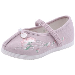 中国风老北京布鞋女童鞋汉服鞋刺绣古装儿童绣花鞋表演出鞋舞蹈鞋