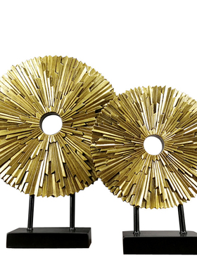 复古圆形新中式风玄关电视柜摆件