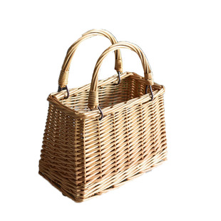 花篮编织花盆家居拍摄活把篮花艺野餐手提包小花篮