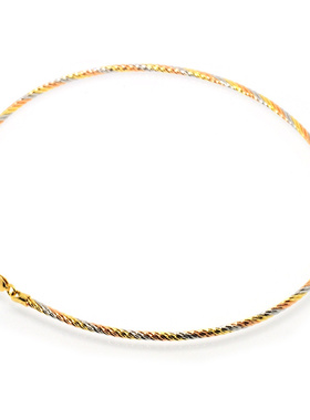 925纯银镀金三色项圈女镀18k加粗