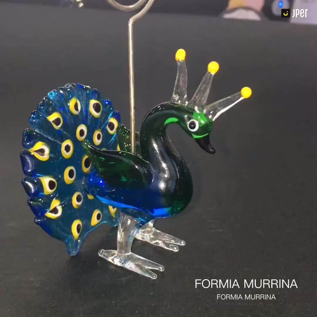 Place Card Holders Murano Glass Animals Peacock Gifts Wedding Peacock