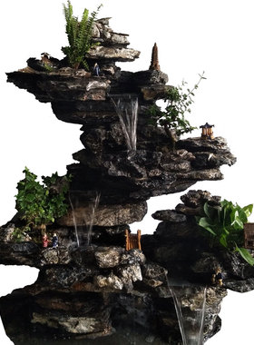 真实新款纯手工叠山鱼池流动摆件