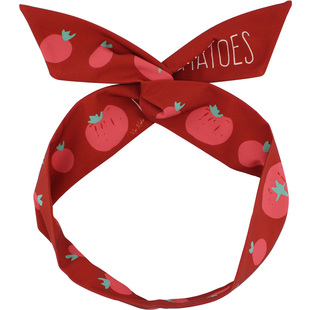 Miri原创手作酒红色番茄铁丝兔耳朵窄发带女绑发丝巾头饰发箍发饰