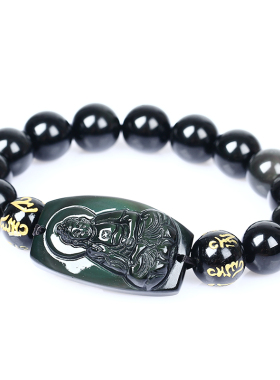 属狗阿弥陀佛黑曜石手链