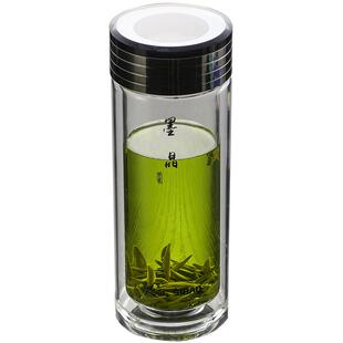 思宝双层隔热玻璃水杯墨晶商务男女士水晶茶茶杯可定制logo带滤网