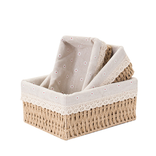 草木匠藤编收纳筐零食收纳箱化妆品干果收纳篮子杂物箱桌面收纳盒