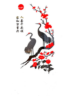 仙鹤3d立体客厅沙发家居装饰墙贴