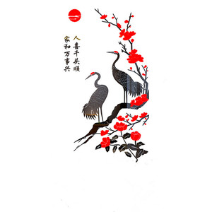 仙鹤3d立体客厅沙发家居装饰墙贴