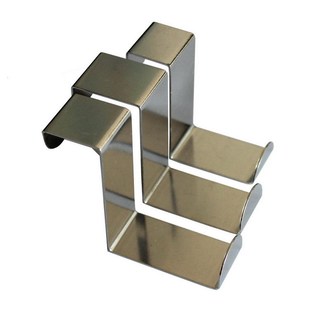 加厚实心不锈钢门后挂衣钩毛巾办公隔板木柜门双头免打孔时尚创意