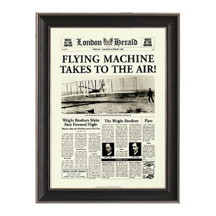 【书房之选】美式装饰画复古美式风格英文报纸登月挂画壁画