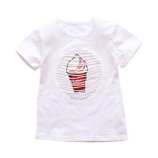 儿童8短袖丅血10夏季9-12岁女童夏装白色t恤小女孩学生夏天上衣服