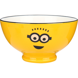 小黄人卡通陶瓷碗企口碗鼓形碗鱼盘饭盘吃饭碗小碟子勺子面碗汤碗