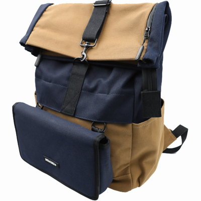 INTRACTABLE原创多功能搭载深蓝卡其大容量旅行双肩背卷口组合包