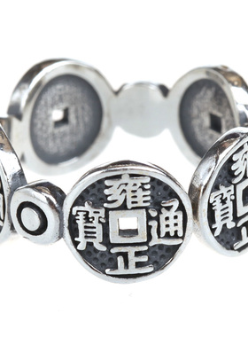 财神纯银民族风手工小众开口戒指