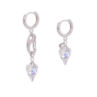 YUNSUO芸所爱心炫彩白水晶耳环女纯银防敏耳夹亚文化设计国潮配饰