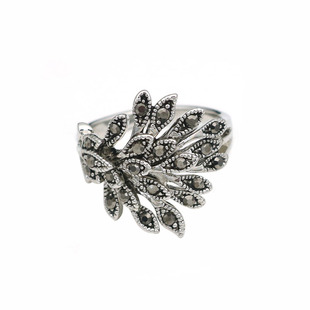 日韩复古夸张个性仿泰银凤尾孔雀戒指指环潮人女食指装饰欧美宫廷