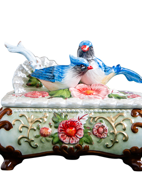 北欧风陶瓷茶几桌面糖果盒摆件