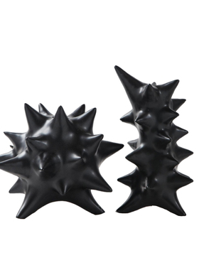 现代简约摆设黑色海胆陶瓷装饰品