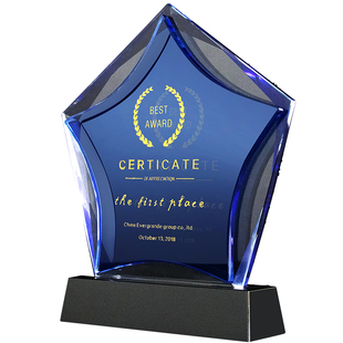 东莞五角星水晶奖杯创意奖牌定制优秀员工团队销售冠军大拇指活动