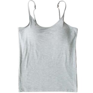 黄小姐背心免穿文胸一体式薄款吊带女带胸垫内衣女莫代尔打底上衣