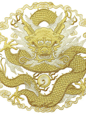 金线盘龙民族服饰重工需手缝布贴